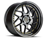 Aodhan 18x10.5 et15 / 5x114.3 / cb73.1 Aodhan DS01 18" 5x114.3  Black Vacuum W/ Gold Rivets DS1181055114315VB