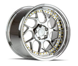 Aodhan 18x10.5 et15 / 5x114.3 / cb73.1 Aodhan DS01 18" 5x114.3  Vacuum Chrome W/ Gold Rivets DS1181055114315VC