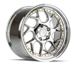 Aodhan 18x8.5 et35 / 5x114.3 / cb73.1 Aodhan DS01 18" 5x114.3  Vacuum Chrome W/ Gold Rivets DS118855114335VC
