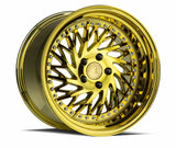 Aodhan 18x10.5 et15 / 5x114.3 / cb73.1 Aodhan DS03 (Drivers Side) 18" 5x114.3 Gold Vacuum w/ Chrome Rivets DS3181055114315VG_D