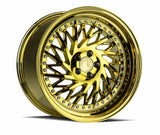 Aodhan 18x9.5 et35 / 5x100 / cb73.1 Aodhan DS03 (Drivers Side) 18" 5x100 Gold Vacuum w/ Chrome Rivets DS31895510035VG_D