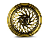 Aodhan 18x9.5 et35 / 5x100 / cb73.1 Aodhan DS03 (Passanger Side) 18" 5x100 Gold Vacuum w/ Chrome Rivets DS31895510035VG_P