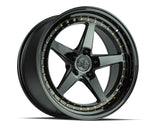 Aodhan 18x8.5 et35 / 5x114.3 / cb73.1 Aodhan DS05 (Drivers Side) 18" 5x114.3 Gloss Black w/ Gold Rivets DS51885511435GB