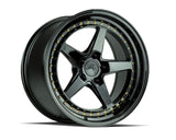 Aodhan 18x9.5 et30 / 5x114.3 / cb73.1 Aodhan DS05 (Drivers Side) 18" 5x114.3 Gloss Black w/ Gold Rivets DS51895511430GB