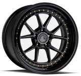Aodhan 18x9.5 et35 / 5x100 / cb73.1 Aodhan DS08  18" 5x100 Gloss Black w/ Gold Rivets DS81895510035GB
