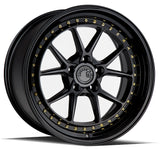 Aodhan 18x9.5 et35 / 5x120 / cb72.6 Aodhan DS08  18" 5x120 Gloss Black w/ Gold Rivets DS81895512035GB