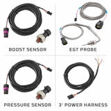 GlowShift Gauges GlowShift Gauges 3in1 Black Dial Boost with Digital Exhaust Gas Temperature & Pressure Gauge GS-3G-03