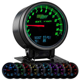 GlowShift Gauges 3in1 Black Dial Exhaust Gas Temperature with Digital Boost & Pressure Gauge | GS-3G-10