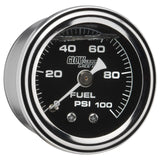 GlowShift Gauges Liquid Filled Black Mechanical 100 PSI Fuel Pressure Gauge | GS-MSB-FP- 100