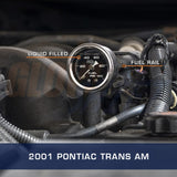 GlowShift Gauges GlowShift Gauges Liquid Filled Black Mechanical 100 PSI Fuel Pressure Gauge GS-MSB-FP- 100