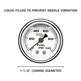 GlowShift Gauges GlowShift Gauges Liquid Filled White Mechanical 30 PSI Fuel Pressure Gauge GS-MSW-FP-30