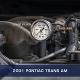 GlowShift Gauges GlowShift Gauges Liquid Filled White Mechanical 30 PSI Fuel Pressure Gauge GS-MSW-FP-30