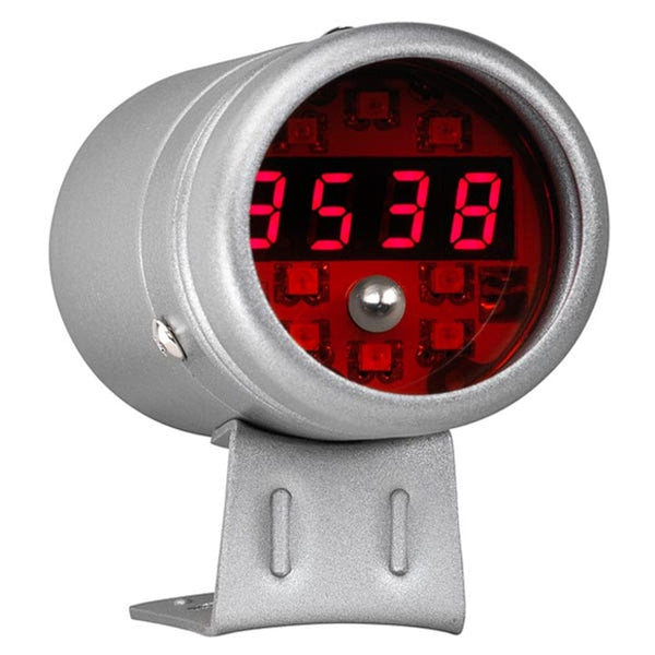 GlowShift Gauges Silver & Red LED Digital Tachometer & Shift Light | GS-DTSR