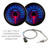 GlowShift Gauges GlowShift Gauges White 7 Color 3 Gauge Diesel Set - 60 PSI Boost, 1500° F Exhaust Gas Temperature & Transmission Temperature Gauges GS-W7-DS1