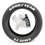 Tire Stickers (4) GOODYEAR with logo & (4) EAGLE F1 / WHITE / 14"-16" / 1.25" Tire Stickers - GOODYEAR EAGLE F1 - Temporary GYEAG-1416-125-4-W-T