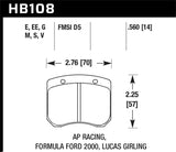 Hawk Hawk 1984-1986 Alfa Romeo GTV-6 2.5 HPS 5.0 Front Brake Pads HB180B.560