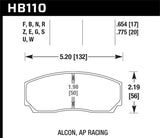 Hawk Hawk Alcon TA-6 / AP Racing CP5060-2/3/4/5ST /  AP Racing CP5555 / Rotora FC6 DTC-70 Race Brake Pads HB109U.710