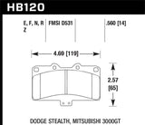 Hawk Hawk Mitsubishi 3000 GT VR4/ Dodge Stealth R/T 4WD HP+ Street Front Brake Pads HB120N.560