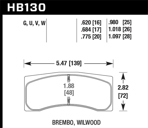 Hawk Performance DTC-70 Race Brake Pads 0.98in Pad Thickness (HB348U.980) main image 1