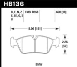 Hawk Hawk 92-98 BMW 318i 1.8L Sedan Front ER-1 Brake Pads HB136D.690