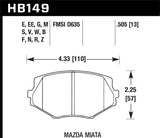 Hawk Hawk 94-05 Mazda Miata (NA/NB) Black Race Front Brake Pads HB149M.505