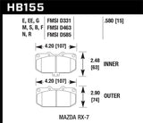 Hawk Hawk 86-95 Mazda RX-7 (Exc 1992) Black Race Front Brake Pads HB155M.580