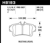 Hawk Hawk 2001-2001 Ford Mustang Bullitt 4.6 HPS 5.0 Rear Brake Pads HB183B.585