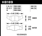 Hawk Hawk 91-93 Volkswagen Cabriolet Front ER-1 Brake Pads HB189D.595