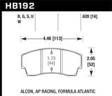 Hawk Hawk AP Racing Alcon DTC-60 Race Brake Pads HB109G.980
