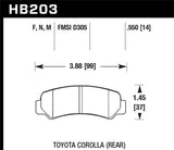 Hawk Hawk 87 Toyota Corolla FX16 / 85-87 Corolla GTS Rear Black Race Brake Pads HB203M.550