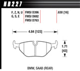 Hawk Hawk 92-95 BMW 318i 1.8L Base Sedan Rear ER-1 Brake Pads HB227D.630