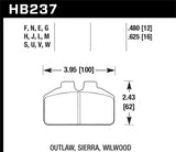 Hawk Hawk Wilwood BB / AP Racing / Outlaw Black Rear Brake Pads HB237M.625