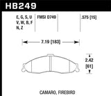 Hawk Hawk 98-02 Chevrolet Camaro SS/Z28 / 98-02 Pontiac Firebird DTC-70 Race Rear Brake Pads HB250U.653