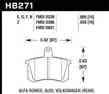Hawk Hawk 97-12 Corvette/01-04 Z06/05-09 Z51 Blue 9012 Race Rear Brake Pads HB248E.650