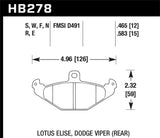 Hawk Hawk Lotus Elise 12mm Ht-10 Rear Race Brake Pads HB278S.465