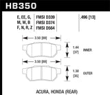 Hawk Hawk 90-01 Acura Integra GS/GSR / 93-97 Honda Civic Del Sol Black Race Rear Brake Pads HB350M.496