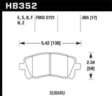 Hawk Hawk 1998-2/2002 Subaru Forester L (w/Rear Drum Brakes) High Perf. Street 5.0 Front Brake Pads HB352B.665