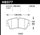 Hawk Hawk 2003-2008 Chrysler PT Cruiser Turbo HPS 5.0 Front Brake Pads HB377B.760