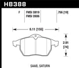 Hawk Hawk 99-02 Saab 9-3/99-04 Saab 9-5 D819 HPS Street Front Brake Pads HB388F.756