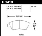 Hawk Hawk 02-06 RSX (non-S) Front / 03-09 Civic Hybrid / 04-05 Civic Si Rear Performance Ceramic Street HB418Z.646