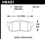 Hawk Hawk 92-98 Maxima / 93-01 Altima / 00 Infiniti I30 / 91-96 G20 / 99-01 G20 HPS Street Rear Brake Pad HB421F.622