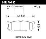 Hawk Hawk 01-03 Mazda Miata 1.8L Base Pads Only Rear ER-1 Brake Pads HB442D.496