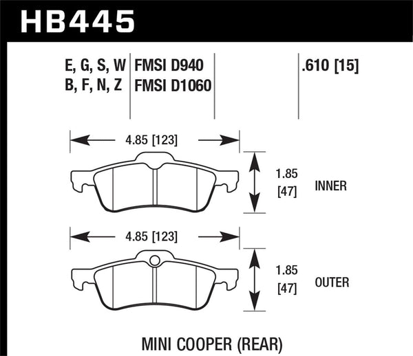 Hawk 16-19 Honda Civic (Excludes Si and Type R) HP+ Street Rear Brake Pads main image 0