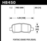 Hawk Hawk HPS Street Brake Pads HB450F.555
