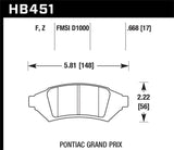 Hawk Hawk HPS Street Brake Pads HB451F.668