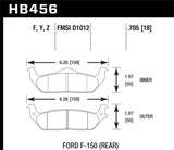Hawk Hawk 04-11 Ford F-150 /  06-08 Lincoln Mark LT Rear LTS Street Brake Pads HB456Y.705