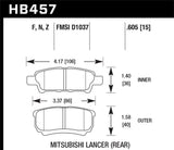 Hawk Hawk 07-09 Dodge Caliber R/T / 08-09 Caliber SXT / 08-09 Mitsubishi Lancer DE/ES/GTS HPS Street Rear HB457F.605