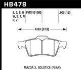 Hawk Hawk 13-14 Ford Focus ST / Mazda/ Volvo HP+ Street Rear Brake Pads HB478N.605