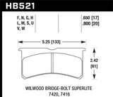 Hawk Hawk Wilwood Integra LP 9725 Racing DTC-70 Brake Pads HB369U.980