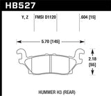 Hawk Hawk 08-10 Hummber H3/H3T Performance Ceramic Street Rear Brake Pads HB527Z.604